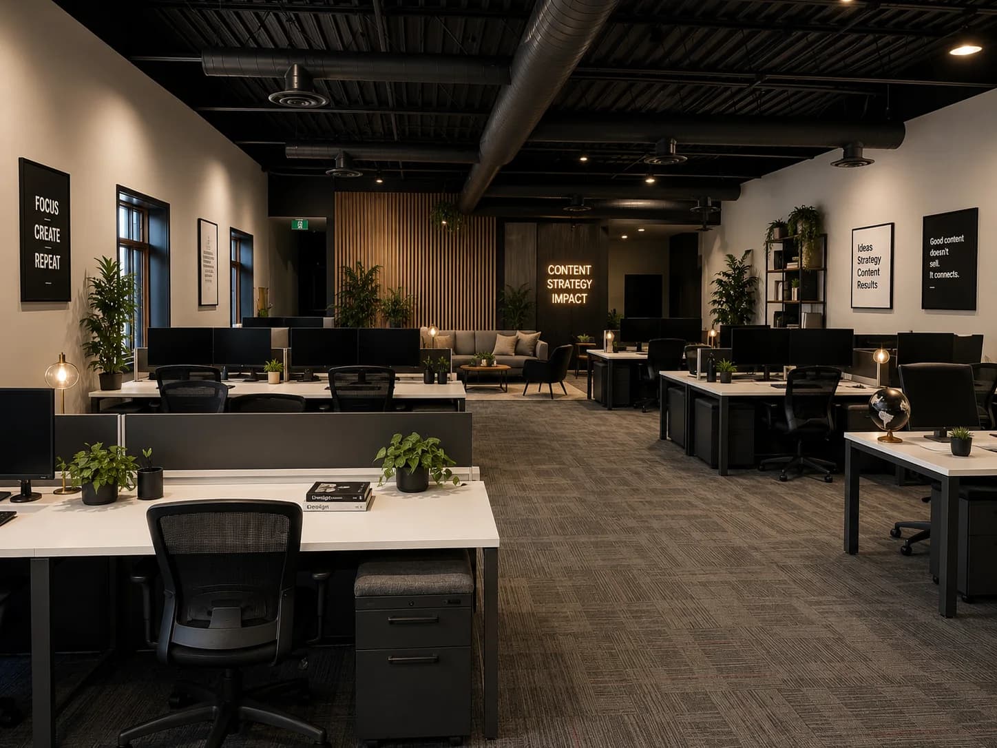 Open-area desks at The Creator Lounge